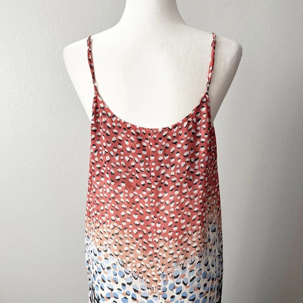 NIC+ZOE Dahlia Ombre Leopard Print Spaghetti Strap‎ Maxi Dress Women Size Large